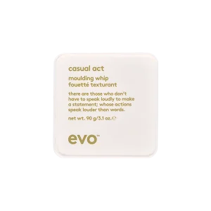 A small, square container displays text about a hair product called "moulding whip."