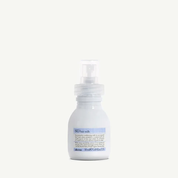 A small, white bottle with a pump sits against a plain background