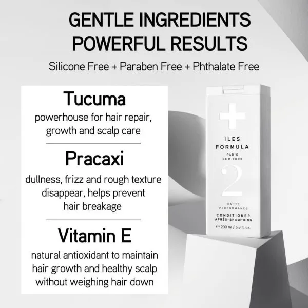 The sleek package highlights natural ingredients for hair repair and scalp care