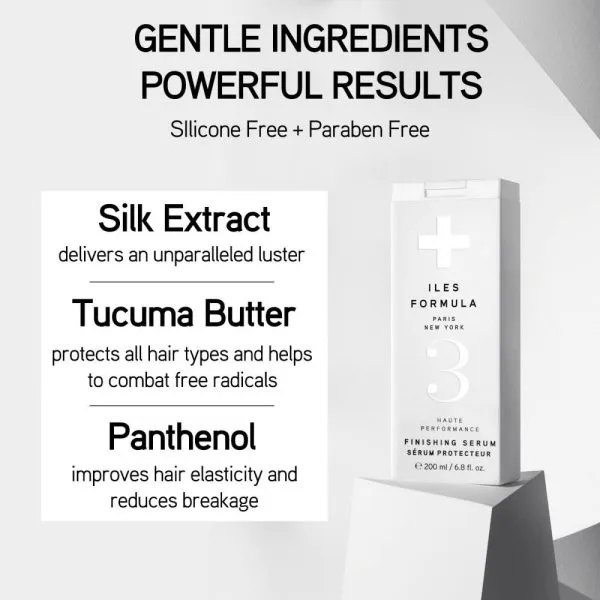 A sleek product box showcases hair care ingredients, emphasizing their benefits and natural composition
